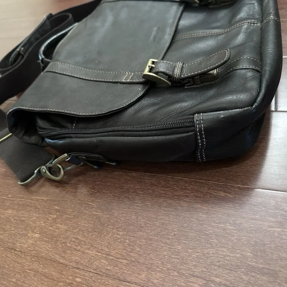 Samsonite Colombian Leather Flap-Over Business Messenger Bag Laptop, Brown